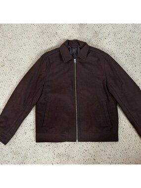 2000s Gap Brown Wool Blend Bomber Jacket Classic Retro Outerwear Size Large Mens